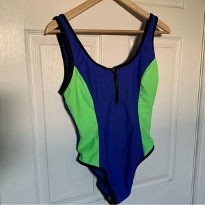 Vintage-Inspired Neon One-Piece Swimsuit | Size 18